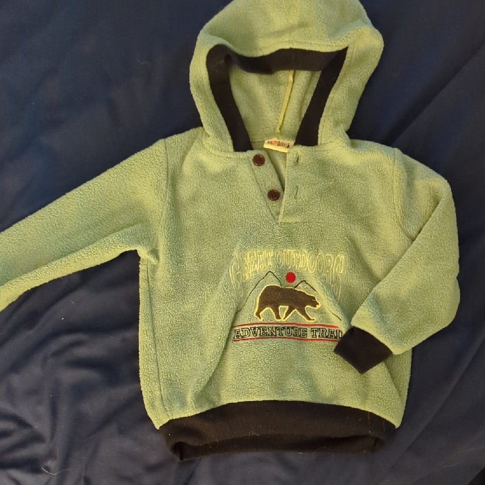 Baby Blue Retro Fleece Hoodie